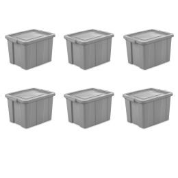 18 Gallon Plastic Tote Bag; Cement; Set of 6