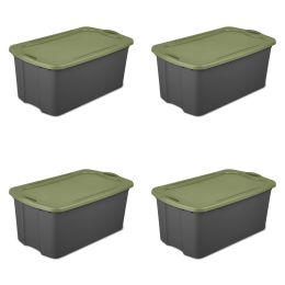 30 gallons. Plastic; Flat Gray/Sage Beans; Set of 4