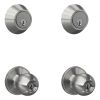 Single Cylinder Door Deadbolt Lock and Keyed Entry Door Knob Lock - Twin Pack in Satin Stainless Steel for Exterior Doors