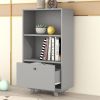 Wooden Storage Bookcase with Drawer and 2 Open Shelves; Storage Cabinet Organizer; Gray