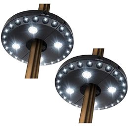 2Pack Multifunctional Outdoor Tent Lights 24+4LED Umbrella Lights 4 x AA Battery Operated Camping Lights Detachable Disc Hanging Lights Camping Lights