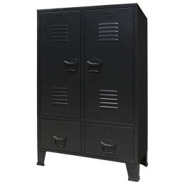 vidaXL Wardrobe Metal Industrial Style 26.4"x13.8"x42.1" Black