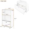 Wooden Storage Bookcase with Drawer and 2 Open Shelves; Storage Cabinet Organizer; Gray