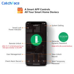 Electronic Fingerprint Biometric Frosted Panel Digital Smart Door Lock WiFi TUYA or TTLock APP Password IC Card Security (Ships From: China, Color: TTLock and Gteway)