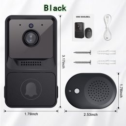 Smart Home Video Intercom WIFI Infrared Night Vision Outdoor Home Security Alarm Camera 480P Monito Wireless button Doorbell (Ships From: China, Color: Z20 black)