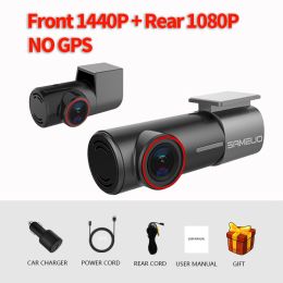 Dash cam front and Rear 1944P Car DVR camera dash auto video Recorder dashcam night vision app 24H Parking Car Camera for cars (Sd Card Memory: None, Color Name: Front1440P BACK1080P)