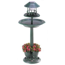 Outdoor Decor Backyard Garden Lawn Solar Garden Light (Shape: Birdbath and Planter, Color: Green)