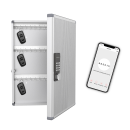 WeHere Smart Key Lock Box with APP;  Key Cabinet Wall Mount use Blutooth;  OTP;  Fixed Code Unlock;  App Generates Codes without Internet; Remote Auth (size: 72keys)